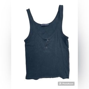 Classic Brandy Melville basic sleeveless Henley tank top Black S
